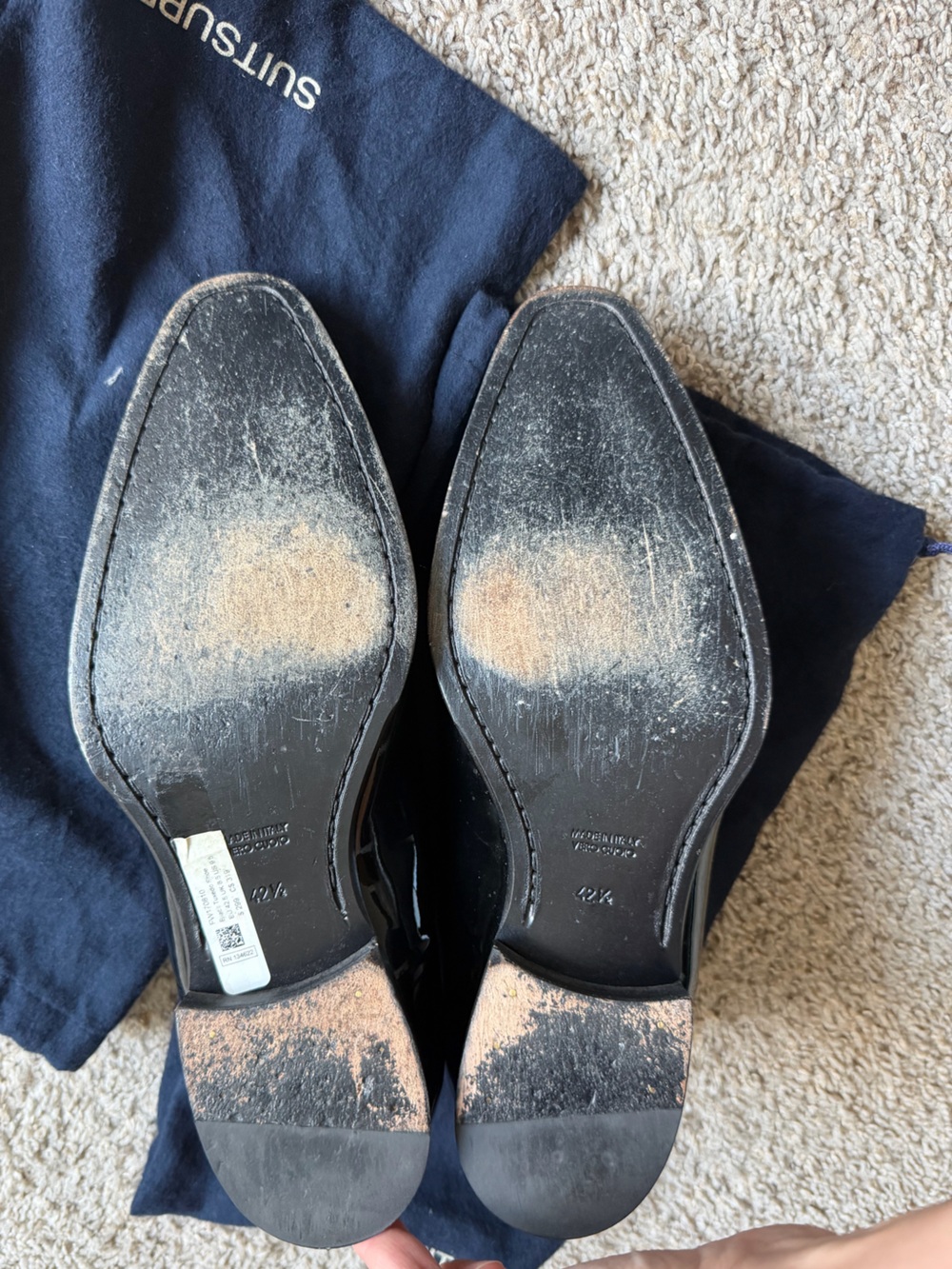 SUITSUPPLY Black Tuxedo Oxford Shoes Patent Leather Size 9.5 US / EU 42.5 - Picture 8 of 8